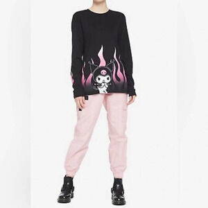 EUC Kuromi Pink Flames Long-Sleeve T-Shirt